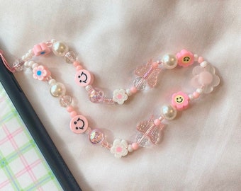 Flower Crush Phone Charm, Phone Lanyard, Phone Strap, y2k phone strap, Phone Charm, Trendy Jewelry, colorful Beaded
