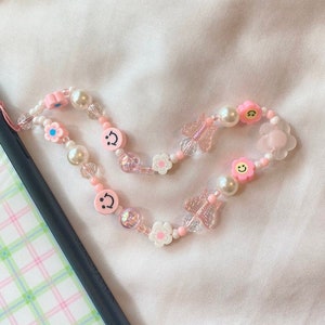 Flower Crush Phone Charm, Phone Lanyard, Phone Strap, y2k phone strap, Phone Charm, Trendy Jewelry, colorful Beaded