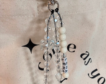 Clear Key Chain, y2k Keychain, Crystal, Personalized, bag charm