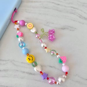 Fruity Tooty Phone Charm – Colorful Beaded Phone Strap, Kawaii Y2K Aesthetic Lanyard, Handmade Accessory by Lula Beads