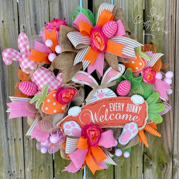 Easter wreath, spring wreath, Easter decor, spring decor, bunny wreath