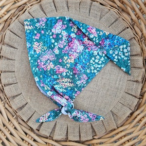 Floral bandana - kerchief, headcovering, fully lined,Multicolor, garden cottagecore