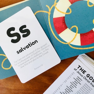 Gospel ABC Scripture Cards Monochrome PRINTABLE / Bible A-Z Kids Memory Verse Flashcards / Homeschool Sunday School