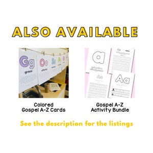 Gospel ABC Scripture Cards Monochrome PRINTABLE / Bible A-Z Kids Memory ...