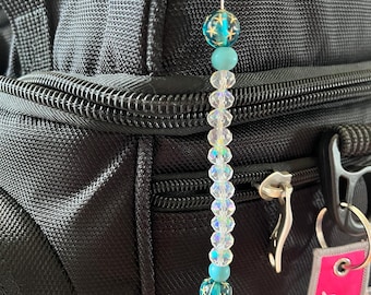 Airplane Flight Attendant Blue Beaded Bling Zipper Pull Westjet Airtransat JetBlue United