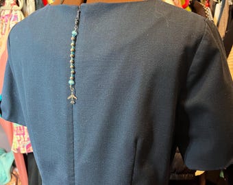 Airplane Flight Attendant Blue Beaded Zipper Pull Westjet Airtransat JetBlue United