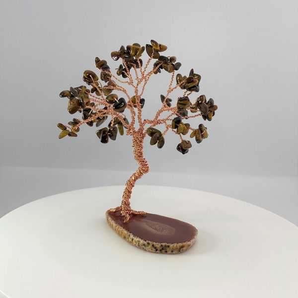 Gem tree, Crystal, Bonsai, Gemstone tree, Miniature tree, Tiger eye wire tree, Tree of life, Natural Tiger Eye gemstones bonsai tree