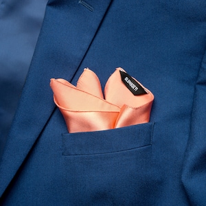 Mens Gifts Silk Pocket Square, 100% Silk handkerchief, gift for man, &quot;Peach&quot;