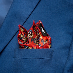 Mens Gifts Silk Pocket Square, 100% Silk handkerchief, gift for man, &quot;Paisley&quot;