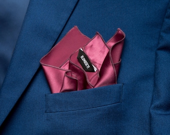 Mens Gifts Silk Pocket Square, 100% Silk handkerchief, gift for man, "Burgundy"