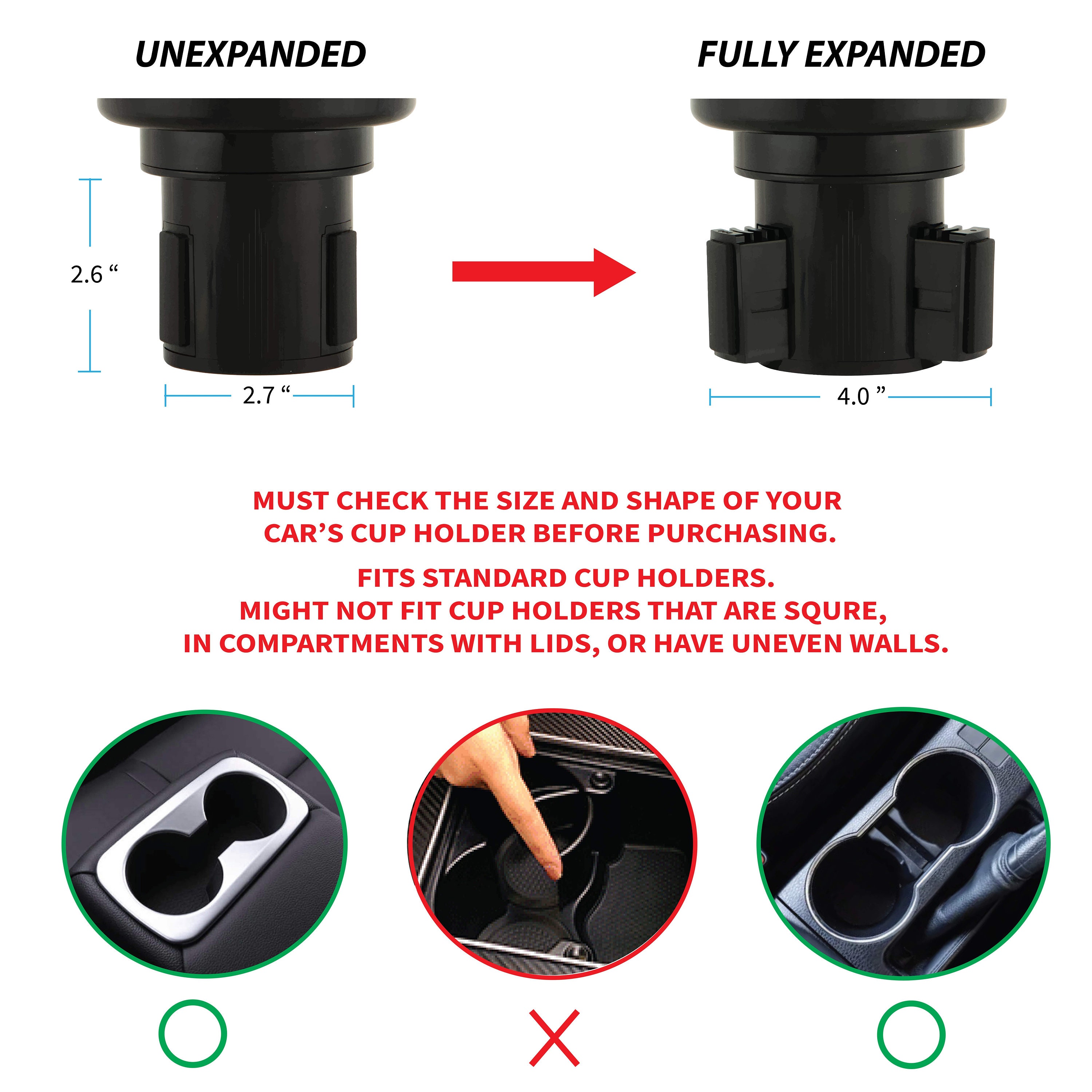 2CUPS Refurbished Car Cup Holder Expander and Attachable Tray Etsy