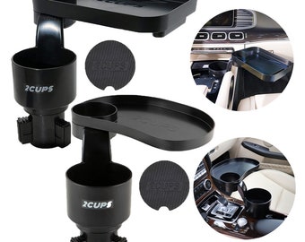 2CUPS Refurbished Car Cup Holder Expander and Attachable Tray Set [Oval/Rectangle] / No Refundable