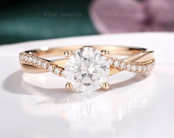 Unendlich Moissanite Verlobungsring Twist Moissanite Ring Klassischer Ehering Rosegold Pave Ring Versprechen Brautring