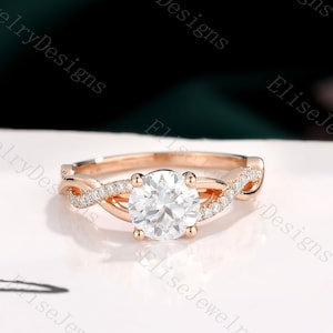 Antique Moissanite Engagement Ring | Twisted Moissanite Ring | Rose Gold Cluster Ring | Infinity Ring |Pave Diamond Ring | Custom Ring