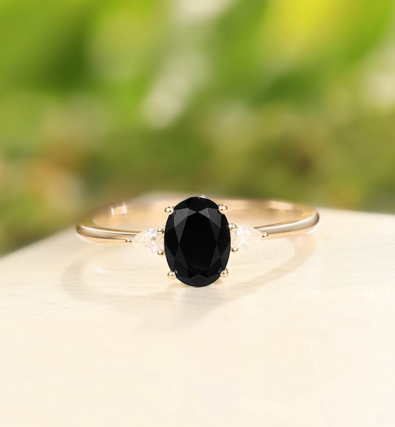 Vintage Black Onyx Engagement Ring Unique Rose Gold Oval Cut Etsy Vintage Black Onyx Engagement Ring Unique Rose Gold Oval Cut Etsy