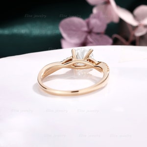 Infinity Moissanite Engagement Ring Twist Moissanite Ring Classic Wedding Ring Rose Gold Pave Ring Promise Bridal Ring image 5