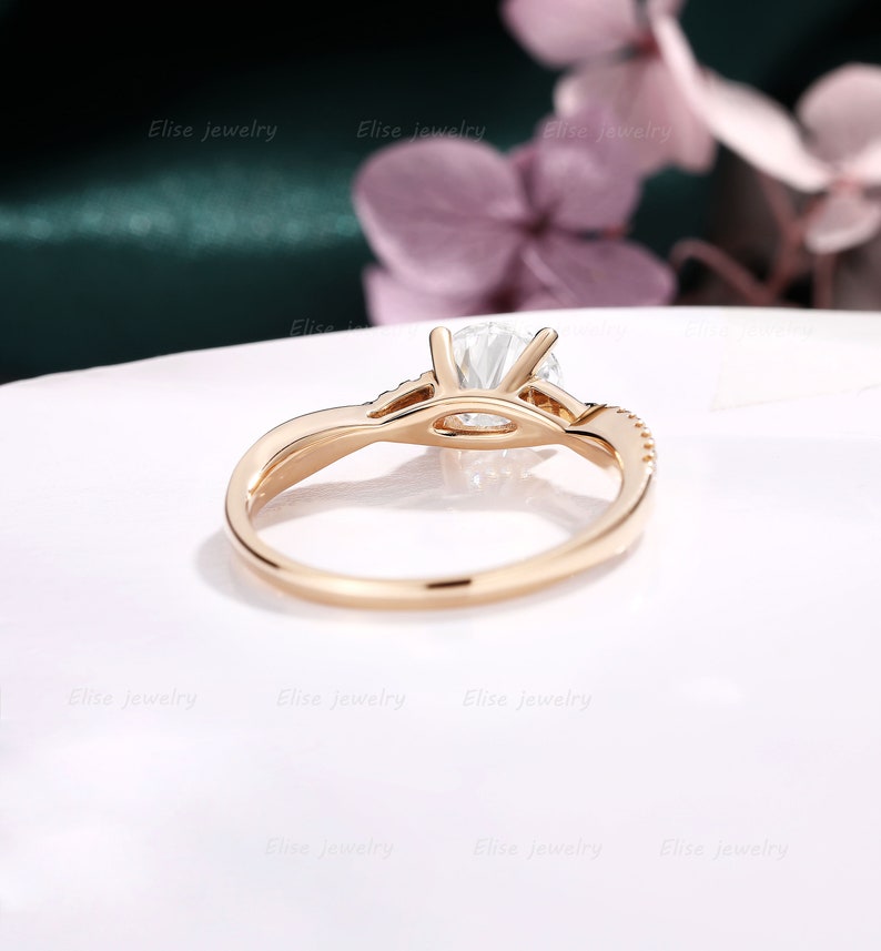 Infinity Moissanite Engagement Ring Twist Moissanite Ring Classic Wedding Ring Rose Gold Pave Ring Promise Bridal Ring image 5