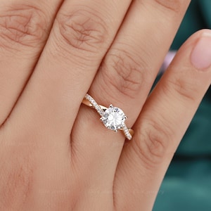 Infinity Moissanite Engagement Ring Twist Moissanite Ring Classic Wedding Ring Rose Gold Pave Ring Promise Bridal Ring image 2