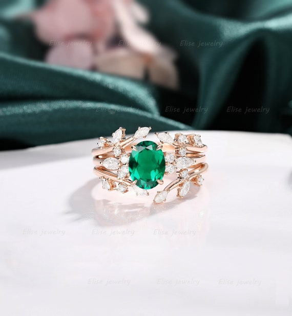 Gemicro Jewellery 100% Pure Natural Fashionable Emerald Engagement Ring  With 925 Sterling Silver And Gold Plated For Women Gifts - Rings -  AliExpress