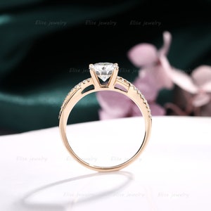 Infinity Moissanite Engagement Ring Twist Moissanite Ring Classic Wedding Ring Rose Gold Pave Ring Promise Bridal Ring image 4