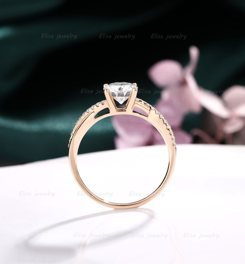 Infinity Moissanite Engagement Ring Twist Moissanite Ring Classic Wedding Ring Rose Gold Pave Ring Promise Bridal Ring image 4