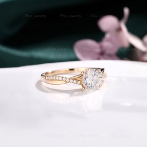 Infinity Moissanite Engagement Ring Twist Moissanite Ring Classic Wedding Ring Rose Gold Pave Ring Promise Bridal Ring image 3