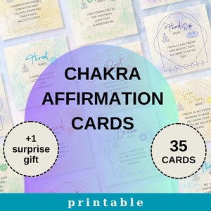 7 cartes d'affirmation du rituel du chakra - méditations des chakras - emballages imprimables de la routine quotidienne - référence pour manifeste/pratique des sorts active