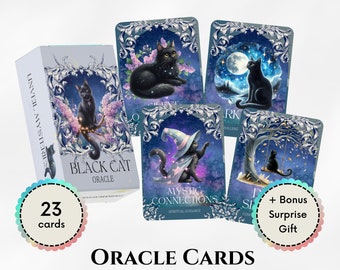 Black Cat Oracle Cards: Mystic Witch Cat Divination (Printable)
