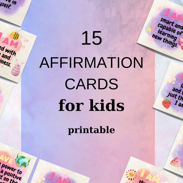 Daily Affirmation Cards for Kids - Montessori Flash Phrases - Mindfulness for Children - Printable Manifest - Instant Download