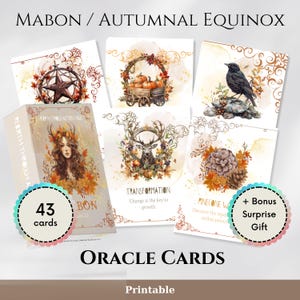 Carte Oracolo Mabon/Equinozio d'Autunno, Regalo PDF per la Festa del Raccolto, Appunti del Sabbat stampabili, Pagine del Libro delle Ombre Wiccan, Meditazione Autunnale