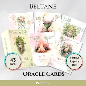 Carte dell'Oracolo di Beltane - Note del Sabbat stampabili - Meditazione primaverile - Stagioni della Strega - Celebrazioni di Maggio del Palo di Maggio - Libro delle Ombre Wiccan