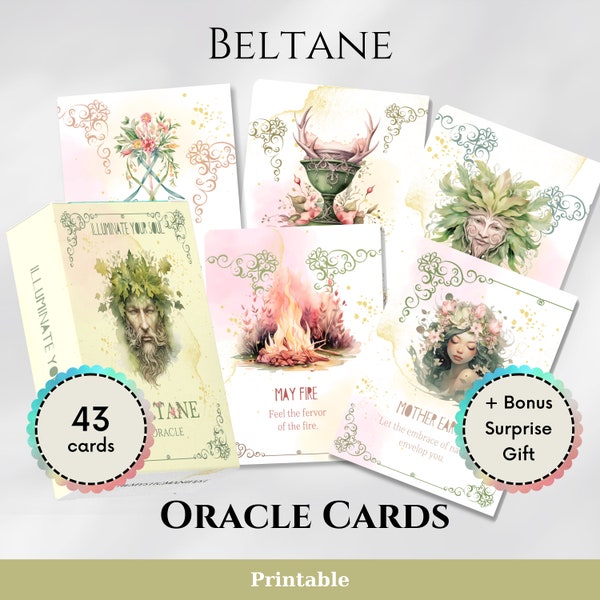 Beltane Oracle Cards- Printable Sabbat Notes - Spring Meditation - Seasons of the Witch - Maypole May Celebrations - Wiccan Book of Shadows