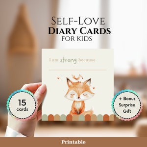 Diario dell'amor proprio per bambini - Diario delle affermazioni quotidiane - Attività di consapevolezza - Quaderno di lavoro stampabile con download immediato - Boho - Animale carino