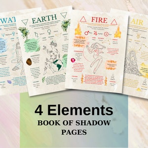 Four Elements Grimoire Pages: Witch Book of Shadows (Digital Download)