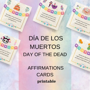 Día de los Muertos / Affirmaties Dag van de Doden - Engelse afdrukbare aantekeningen voor het vieren van het leven en herinneringen - dankbaarheid voor de geesten van de voorouders