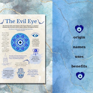 May include: The Evil Eye, also known as the Nazar Boncuk, is a mystical talisman believed to protect against the evil eye. It is often made of glass and comes in blue, white, and black colors. The Evil Eye is used as a charm for good luck and prosperity. It is a popular talisman in Turkey and the Mediterranean region.