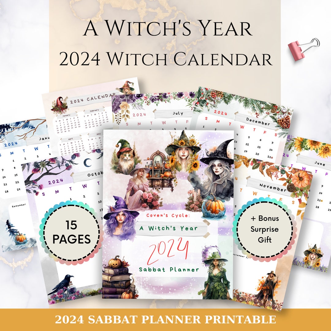 2024 Witch Sabbat Calendar Sunday Week Starts Witchcraft Etsy