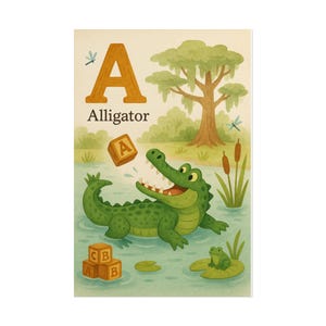 Entzückendes Alligator Poster, Kinderwandkunst, Kinderzimmerdekor, Spielzimmerdekor, Lerndruck, Babypartygeschenk