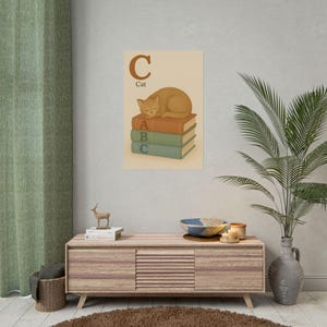 Charmantes Katzen Alphabet Poster, gemütliches Wohndekor, Kinderzimmer Wandkunst, Geschenk für Katzenliebhaber, niedlicher Lerndruck