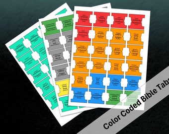 Color Coded Bible Tabs, Bible tabs printable, bible tabs download, printable tabs