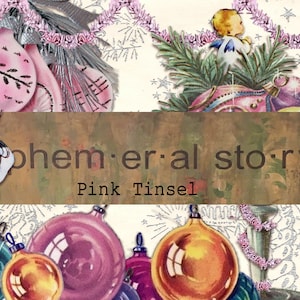 Pink Tinsel Christmas digital kit junk journal scrapbook digi kit printable download ephemeral story