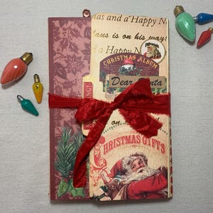 Christmas folio, ephemera, junk journal, ephemera holder, journal, altered file folder, folio, traditional christmas, xmas, santa