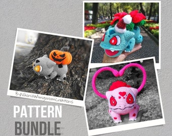 Spooky, Christmas and Valentine graskikker gehaakte bundel pdf-patroon