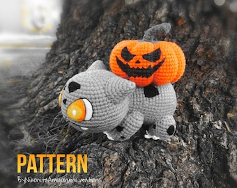 Patrón de rana de crochet espeluznante: Peluche de Halloween con calabaza (Patrón PDF)