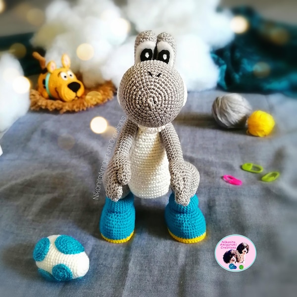 Yoshi Amigurumi Crochet Pattern cute dinasaur pdf digital pattern crocheted animal toy pattern, handmade dinosaur plushie