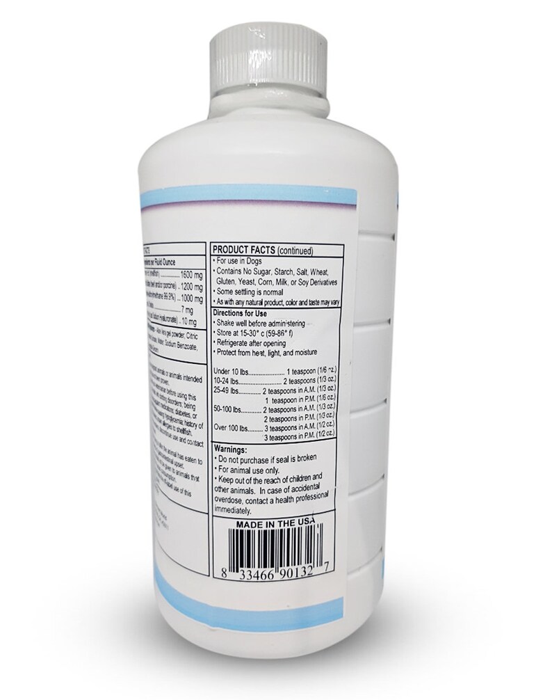 Extra Strength Liquid Glucosamine Chondroitin for Dogs, MSM Hip & Joint