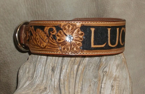 Custom 1" Leather Dog Collar and Leash Set Personalized With Your Dogs Name G&E Custom 1" Leather Dog Collar and Leash Set Personalized With Your Dogs Name G&E