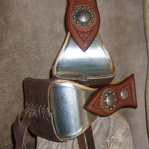 Showman Bell STIRRUPS Polished Stainless Steel Covered Wood with 3