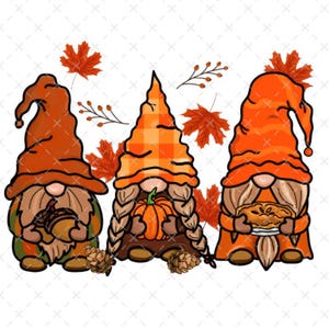 Transfert DTF Fall Gnomes : Récolte d&#39;automne prête à être imprimée