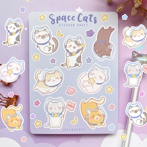 Space Cats Sticker Sheet | Niedlich für Planer Bullet Journal Notizbuch oder Scrapbook